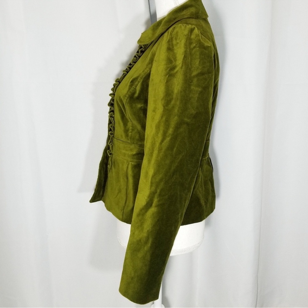 Halogen Green Ruffled Velvet Jacket - Small - Picture 5 of 10